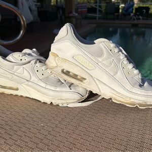 Nike Air Max 90 Triple White Sneakers CN8490-100 Mens Size 10 Shoes